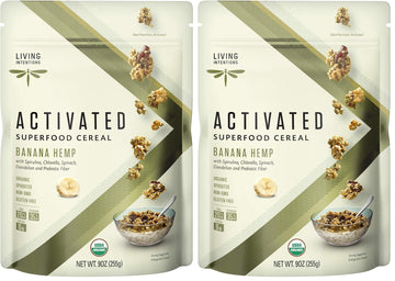 Living Intentions Organic Superfood Cereal - Banana Hemp - NonGMO - Gluten Free - Vegan - Paleo - Kosher - 9 Ounce Unit (Pack of