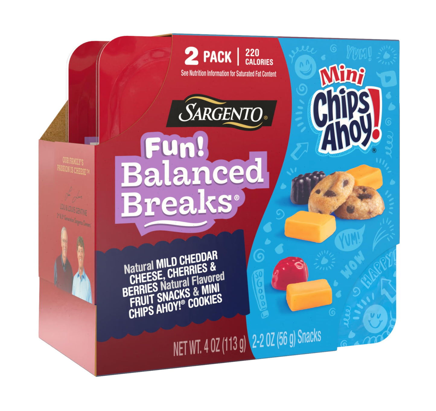 Sargento Fun! Balanced Breaks Natural Mild Cheddar Cheese, Cherries & Berries Natural Flavored Fruit Snacks & Mini CHIPS AHOY! C