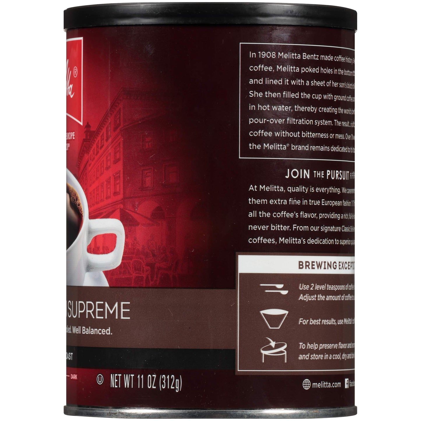 Melitta Colombian Supreme Coffee, Medium Roast, Extra Fine Grind, 11 Ounce Can (Pack Of 6)