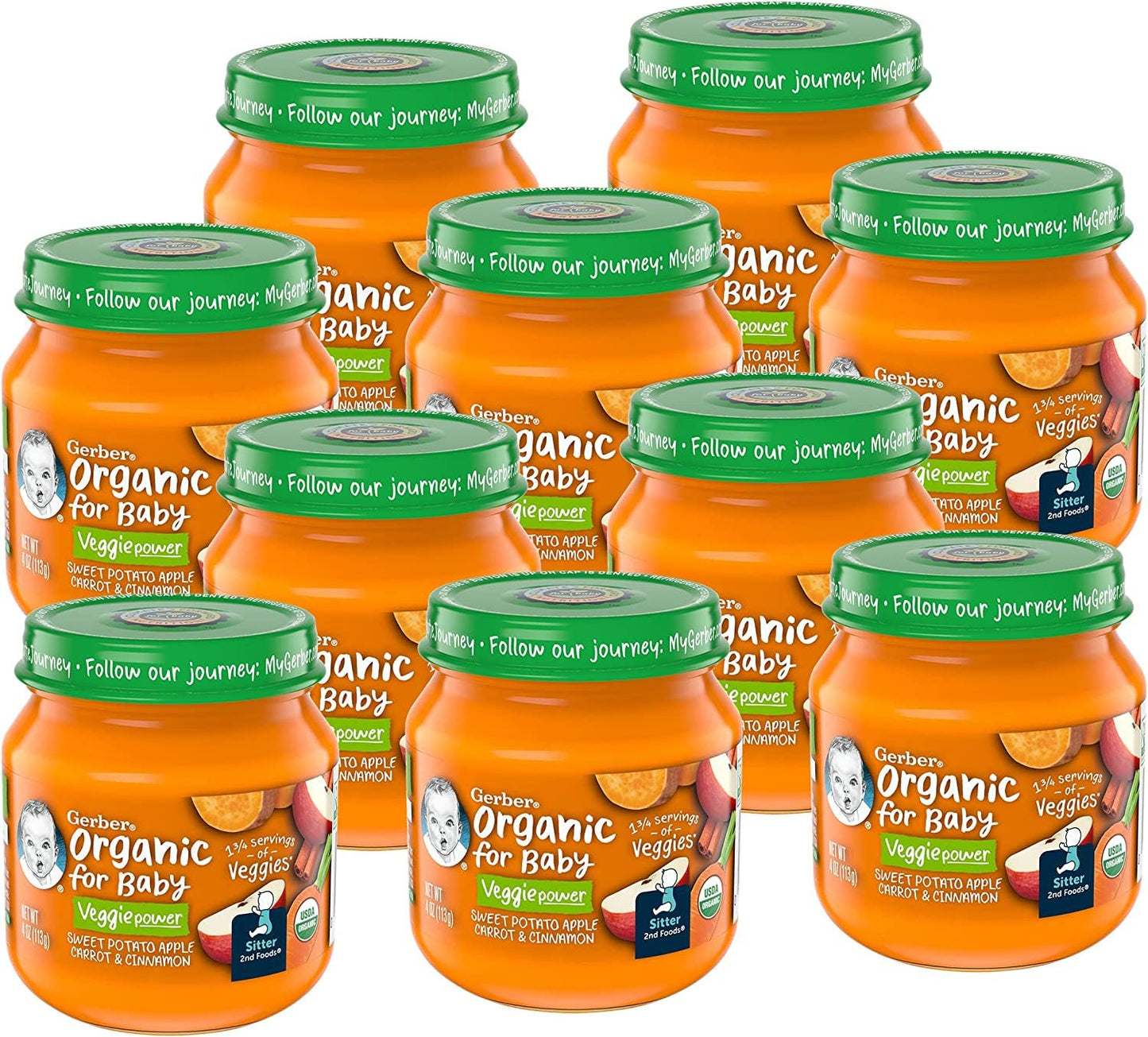 Gerber Organic Sweet Potato Apple Carrot With Cinnamon Baby Food, 4 Oz Jar