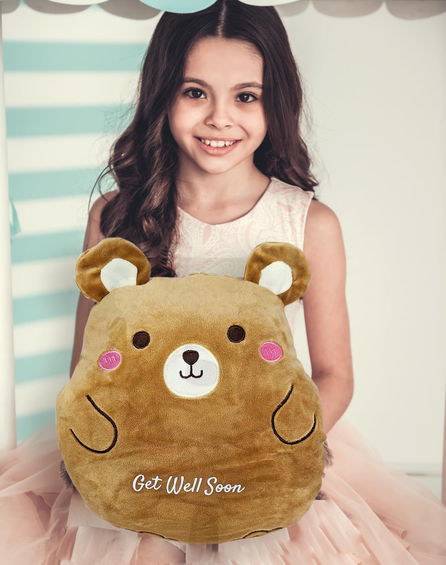 KIDS GET WELL SOON care package gift, Squooshy pillow, Cozy Blanket, Candy Snacks gift basket & Greeting card, gift for kids chi