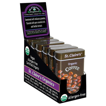 St. Claire'S Organic Herbal Pastilles, (Coffee, 1.5 Ounce Tin, Pack Of 6) | Gluten-Free, Vegan, Gmo-Free, Plant-Based, Allergen-