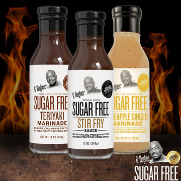 G Hughes Sugar Free Stir Fry Sauces Variety Pack - Stir Fry Sauces And Dressings, Gluten Free Dipping Sauces, No Sugar - Teriyaki Marinade, Stir Fry Sauce, & Pineapple Ginger Marinade (3 Pack)