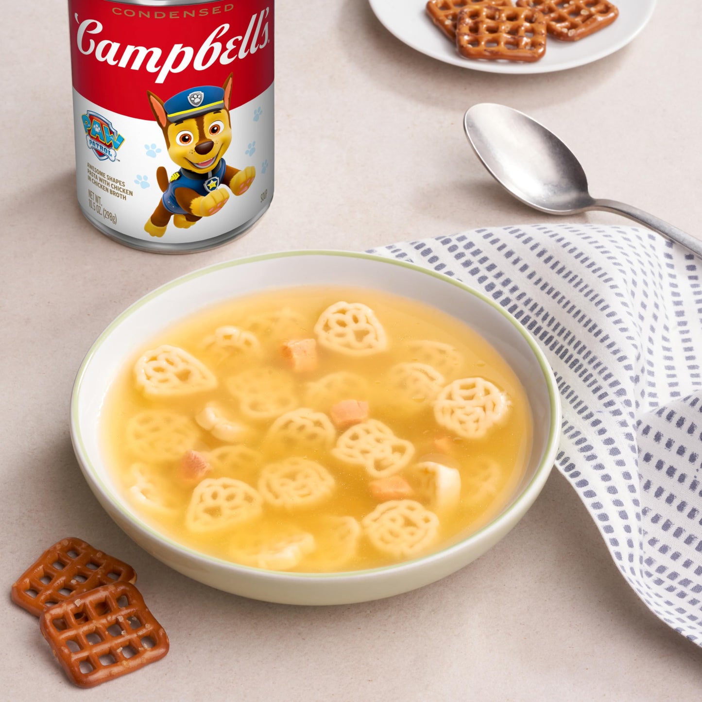Campbell’S Condensed Kids Soup, Paw Patrol Awesome Shapes Pasta With Chicken In Chicken Broth, 10.5 Oz Can (12 Pack)