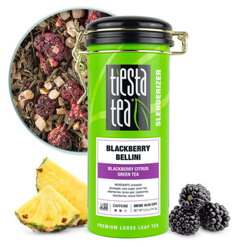Tiesta Tea - Blackberry Bellini | Blackberry Citrus Green Tea | enhanced Loose Leaf Tea Blend | Medium Caffeinated Green Tea | Make Hot or Iced Tea & Brews Up to 50 Cups - 5 Ounce Refillable Tin