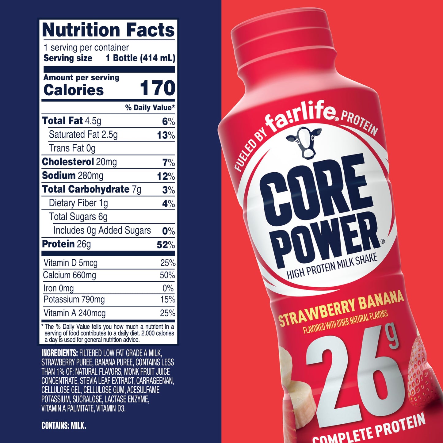 Core Power High Protein (26g) Shake  Strawberry Banana  14 fl oz