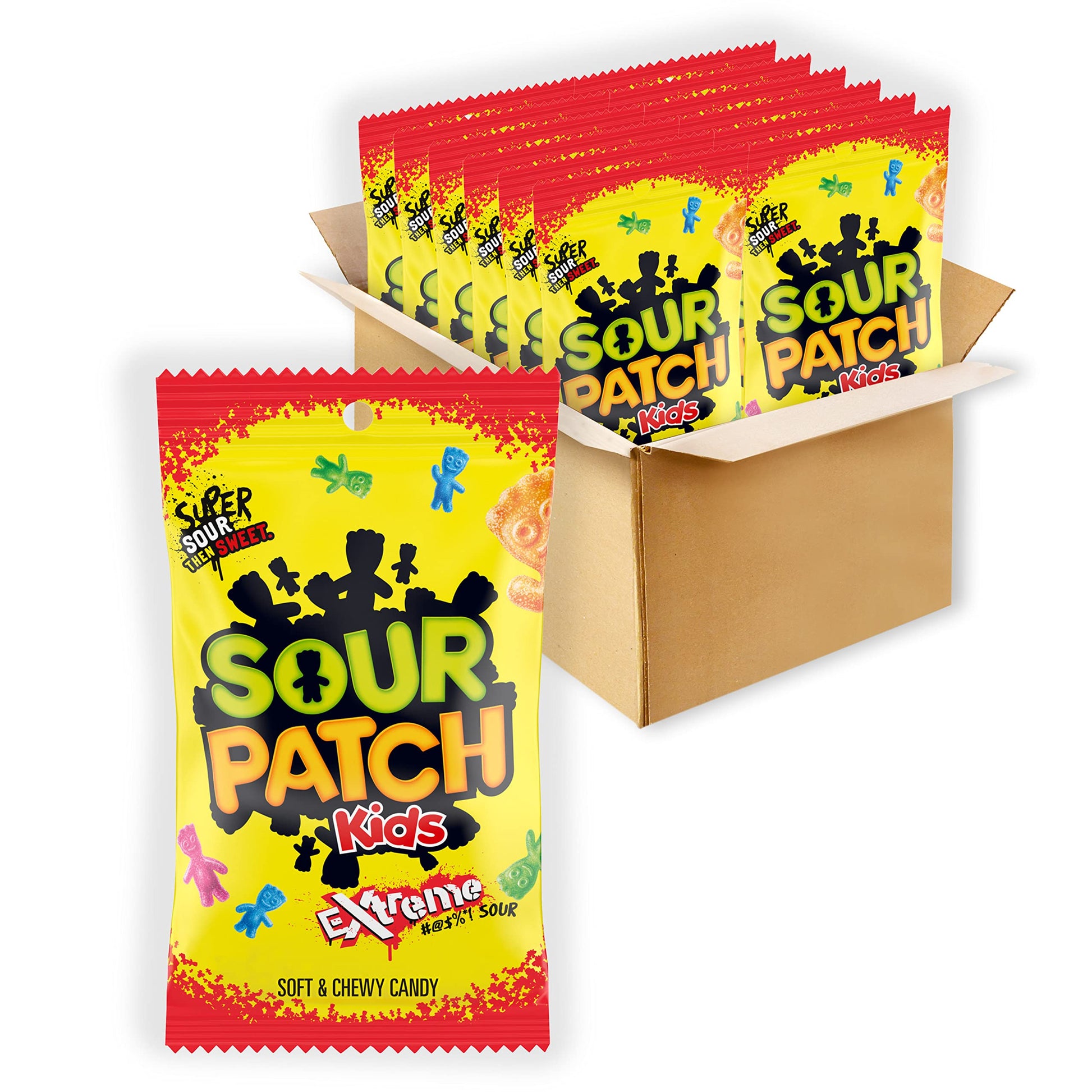 Sour Patch Kids Extreme Sour Soft & Chewy Candy, Bulk Candy, 12 - 7.2 Oz Bags