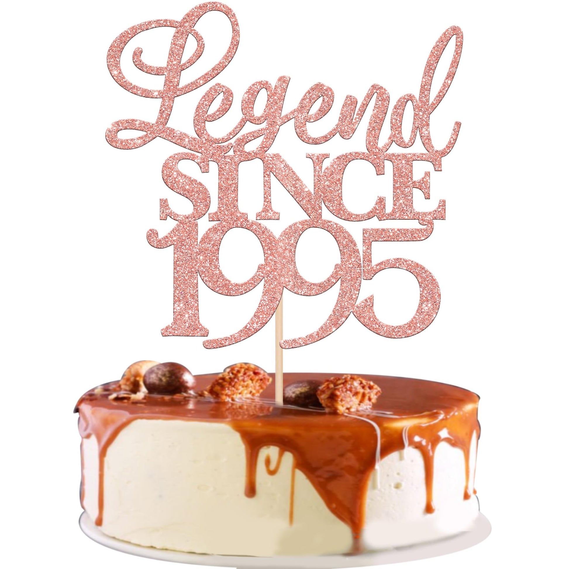 Rsstarxi Glitter Cake Topper, Legend Since 1995, Rose Gold, Model XM310, Perfect for 30th Birthday and Wedding Anniversary Celebrations