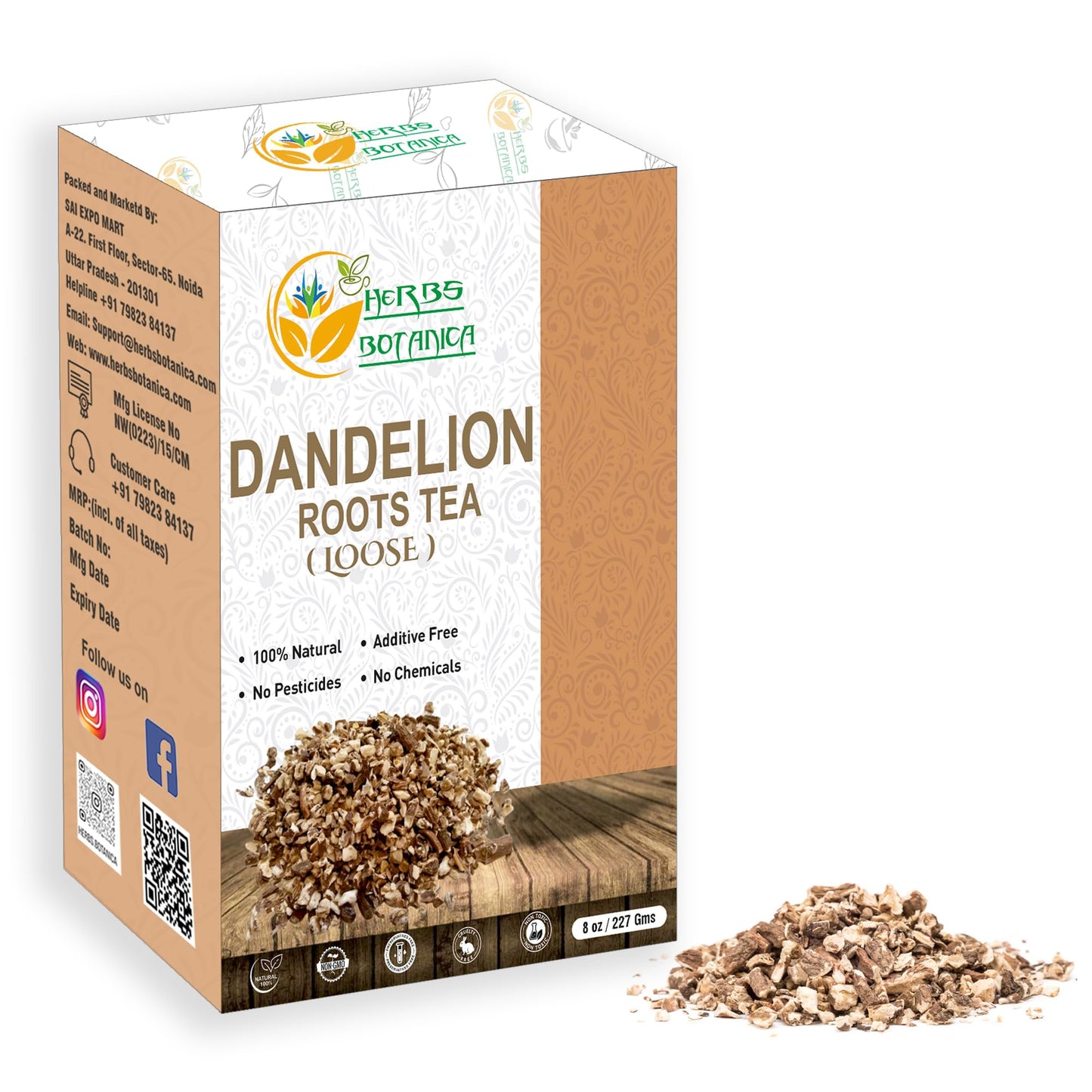 Herbs Botanica Dandelion Root Tea Loose Tea Caffeine-Free 8 Ounce