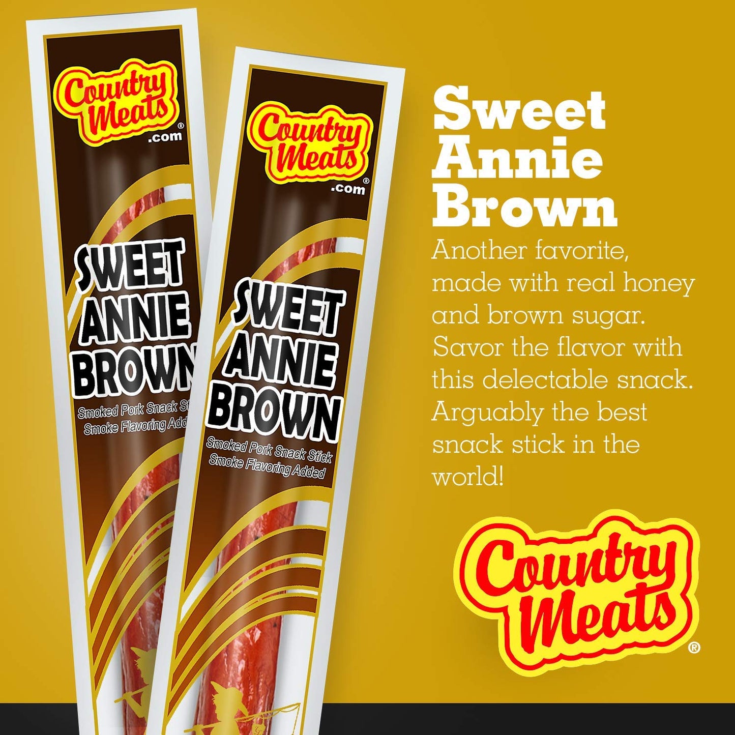 Country Meats, Meat Sticks, 0 Trans Fat, Usda Certified, Good Source Of Protein, Carb Conscious Snack (24 Meat Sticks, Sweet Ann