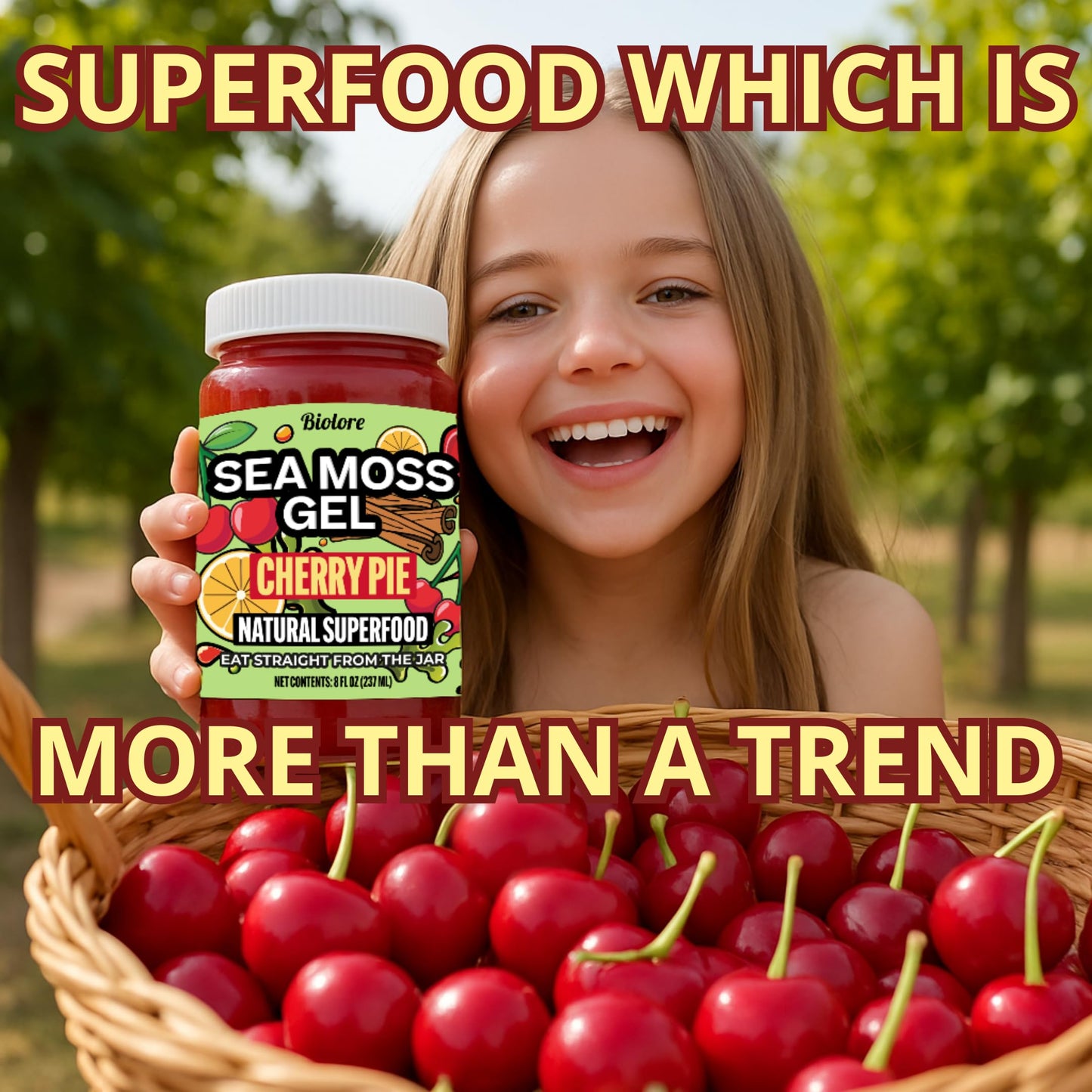 Biolore Sea Moss Gel Cherry Pie Made in USA Raw Wildcrafted Irish Seamoss Essential Vitamins Trace Minerals Vegan Superfood, Jam