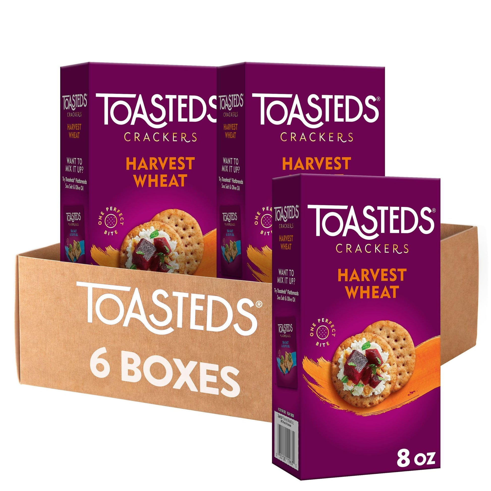 Toasteds Harvest Wheat Crackers, 8 Ounce (Pack of 6), Purple, Model 3010004911