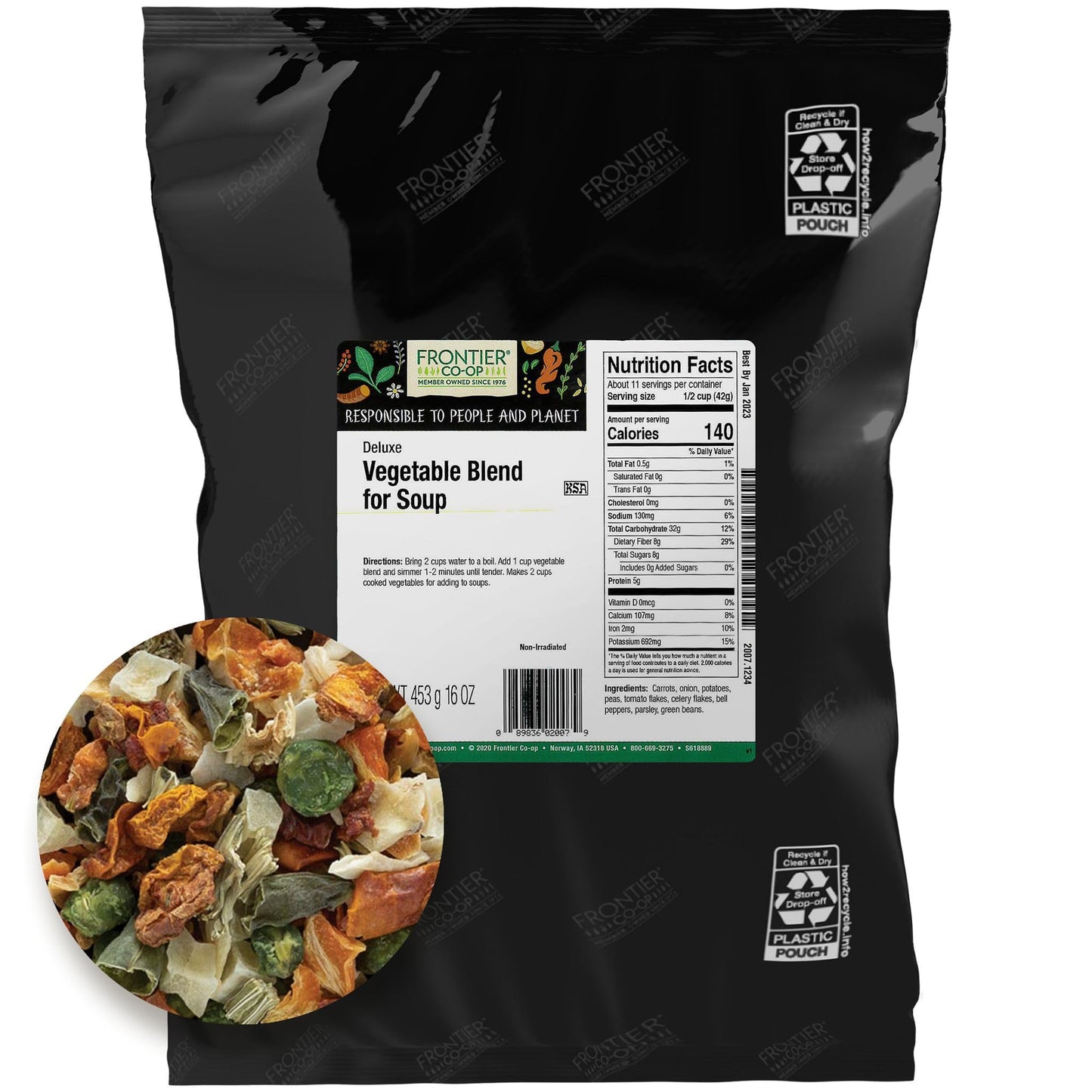 Frontier Co-op Vegetable Soup Mix, Dried Vegetables for Soup, Stew & Stir Fry, 1-Pound, Model 2007