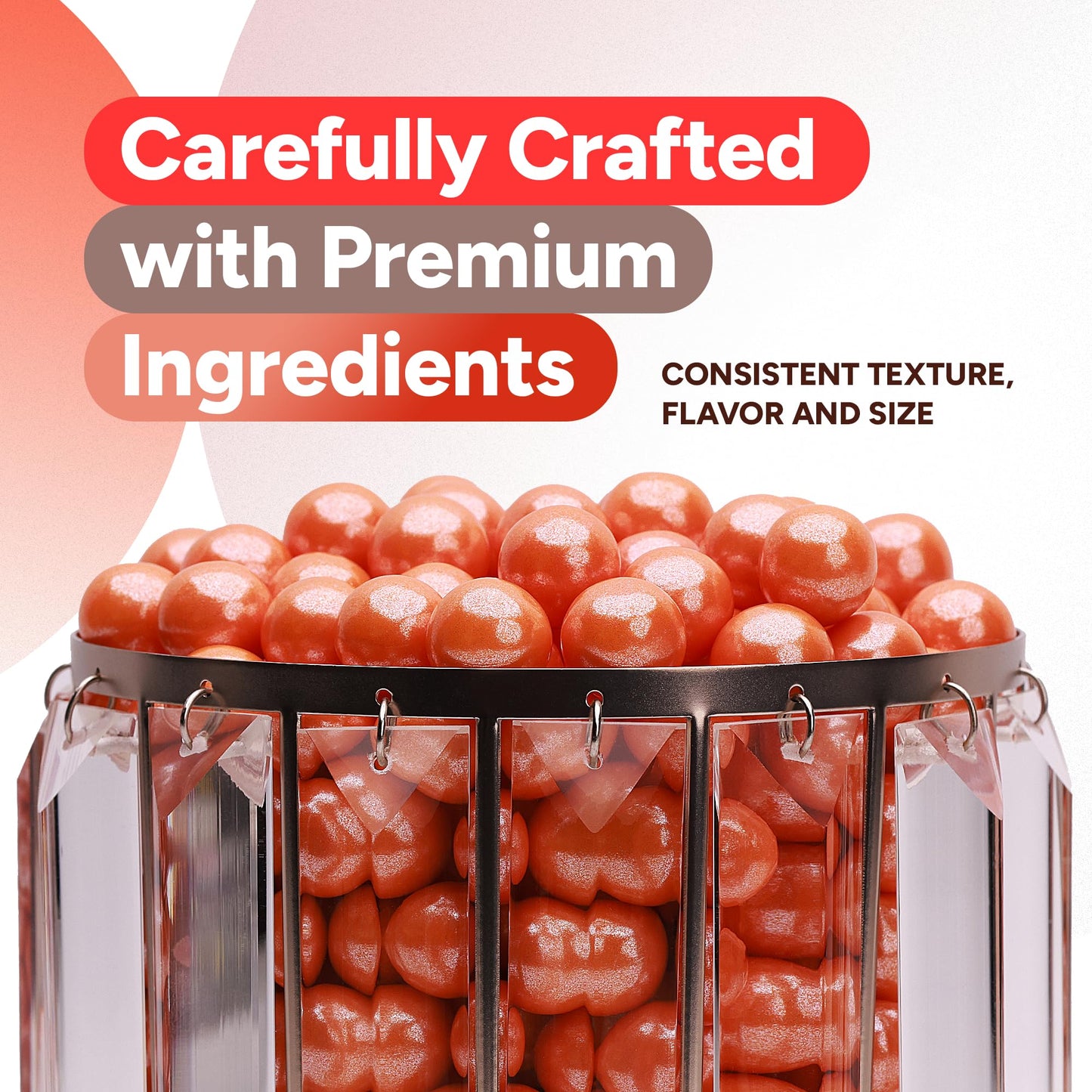 Crafty Confections Shimmer Gumballs - Orange Bubble Gum 3.5 oz - Party Favors & Sweet  , 16mm, Shimmer Powder Orange