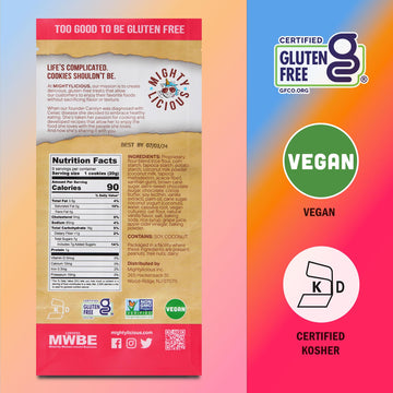 Mightylicious Handcrafted Vegan Chocolate Chip Cookies - Gluten-Free, Dairy-Free, Egg-Free, Non-Gmo, Kosher, Preservative-Free -