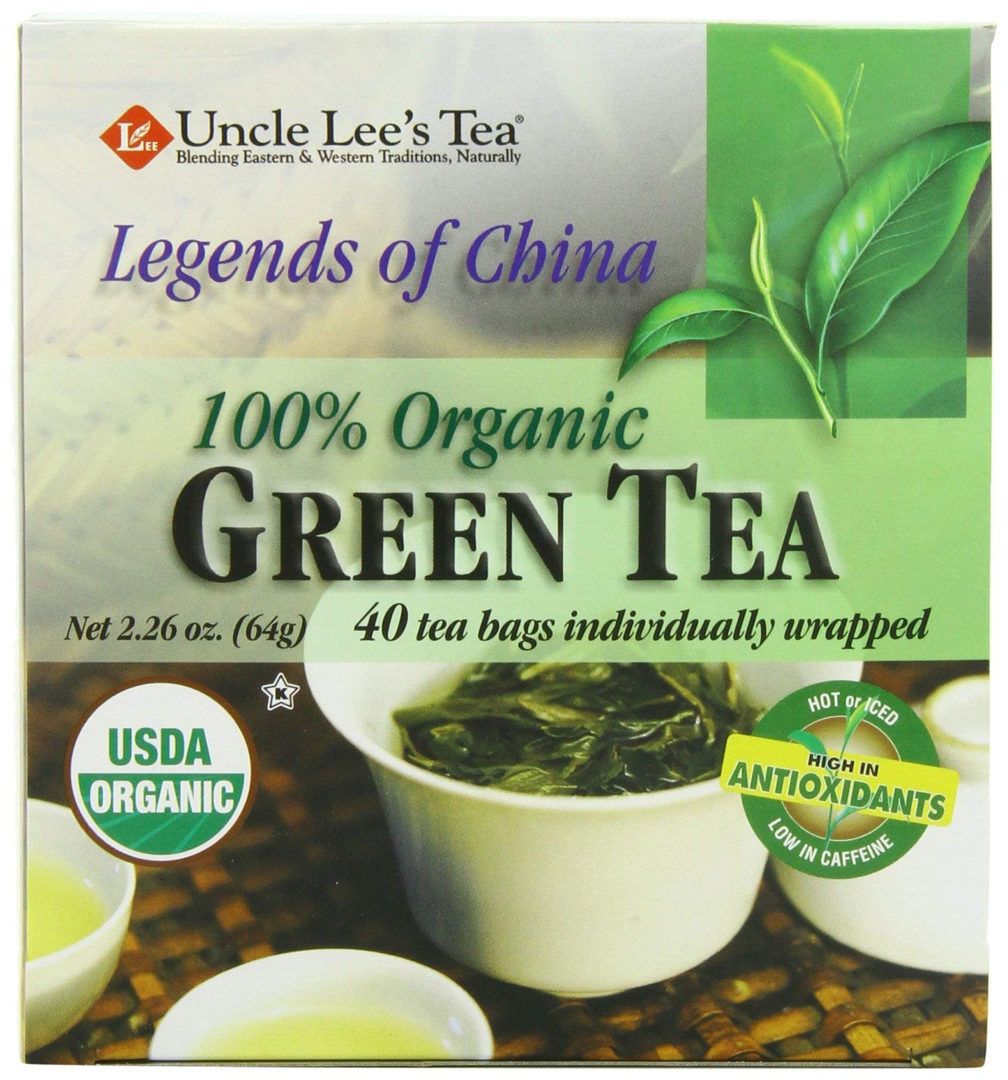 Uncle Lees Tea Organic Green Tea, 40-Count Boxes (Pack of 6)