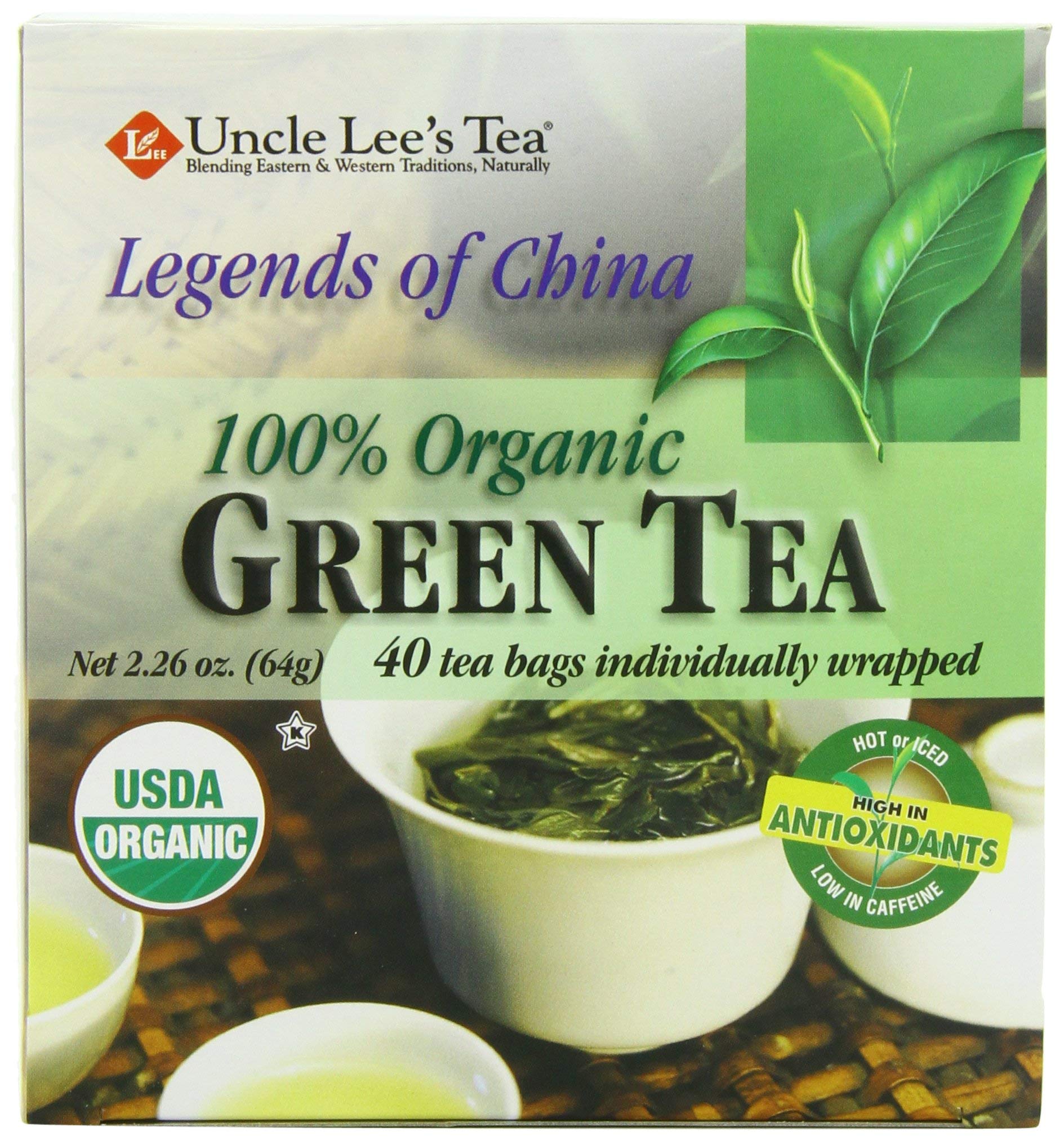 Uncle Lees Tea Organic Green Tea, 40-Count Boxes (Pack of 6)