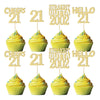 Gyufise 24Pcs Happy 21St Cupcake Toppers Glitter Twenty-One Straight Outta 2002 Cupcake Picks Cheers To 21 Years Birthday Cake D
