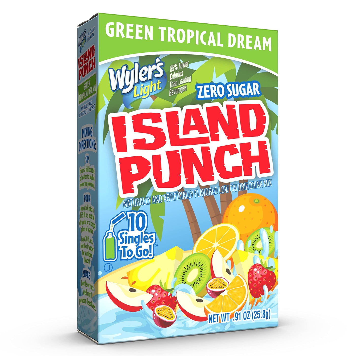 Wylers Light Island Punch, Green Tropical Dream, 10 CT, 18.72 Ounce Pack