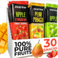 ZEARAW Healthy Fruit Snacks for Adults and Kids - 30 Organic Fruit Leather with Dried Apple, Apple-Strawberry, Pear-Mango - Vega