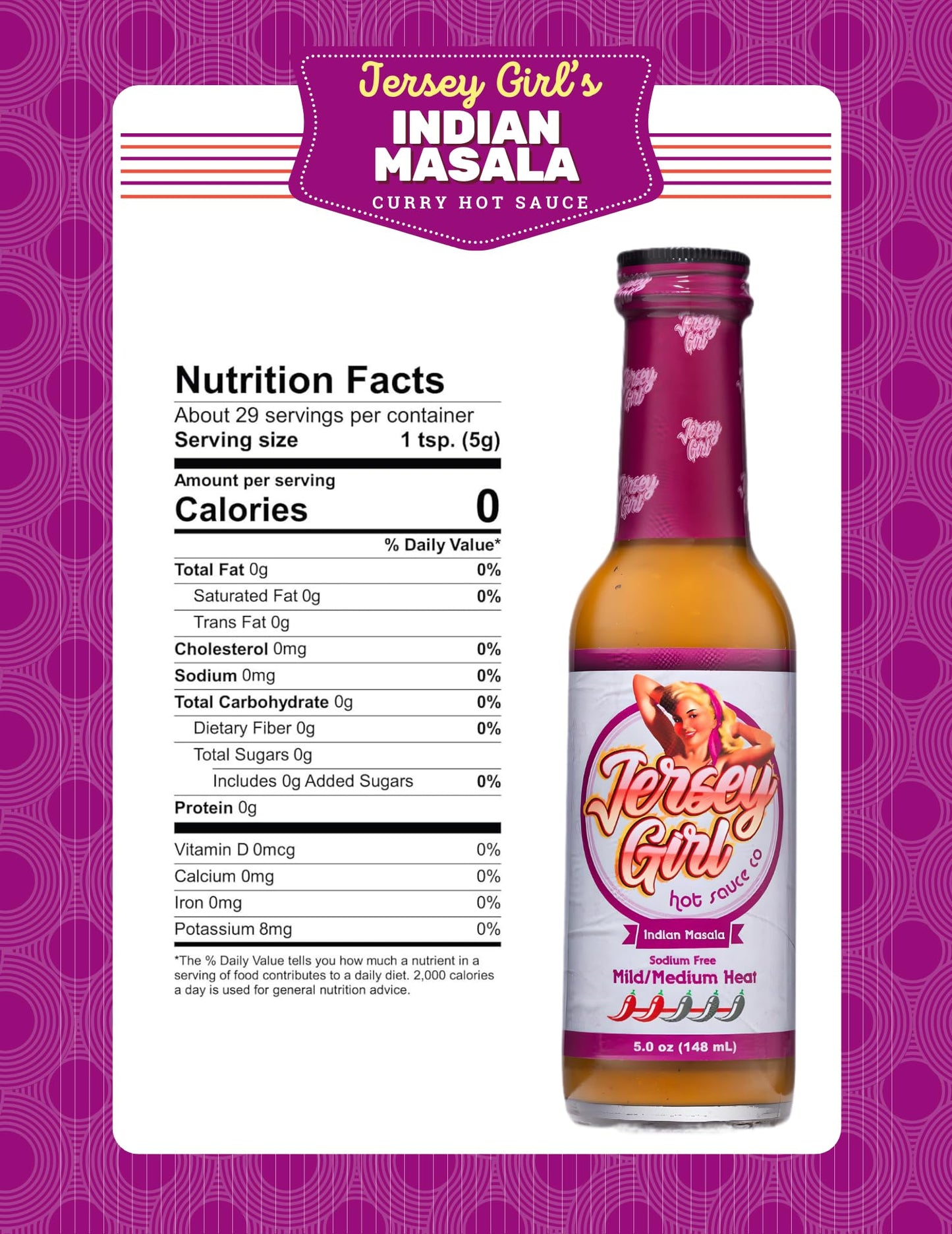 Jersey Girl Indian Masala Habanero Hot Sauce 5Oz | Keto Friendly | No Added Salt, Naturally Sodium Free | Flavors Of Curry, Cori