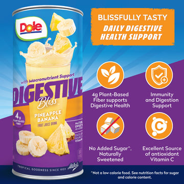 Dole Digestive Bliss Flavored Fruit Juice Drink, Pineapple Banana, Excellent Source Of Antioxidant Vitamin C, Daily Digestive Su