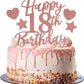 Larchio 18Th Birthday Cake Topper, Rose Gold Happy 18Th Birthday Cake Topper And Balloon Cake Topper For Girl Birthday Cake Deco