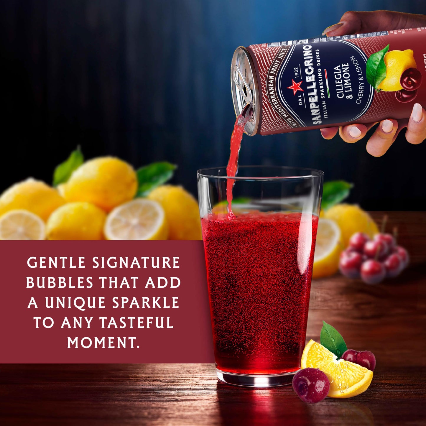 Sanpellegrino Italian Sparkling Drink Ciliegia And Limone, Sparkling Cherry And Lemon Beverage, 24 Pack