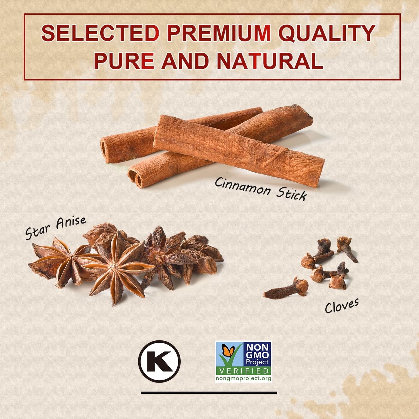 52USA Cinnamon Sticks, Star Anise, Whole Cloves - 4oz Each, All Natural Spice Set, No Preservatives, Perfect Kitchen Refill, Spi