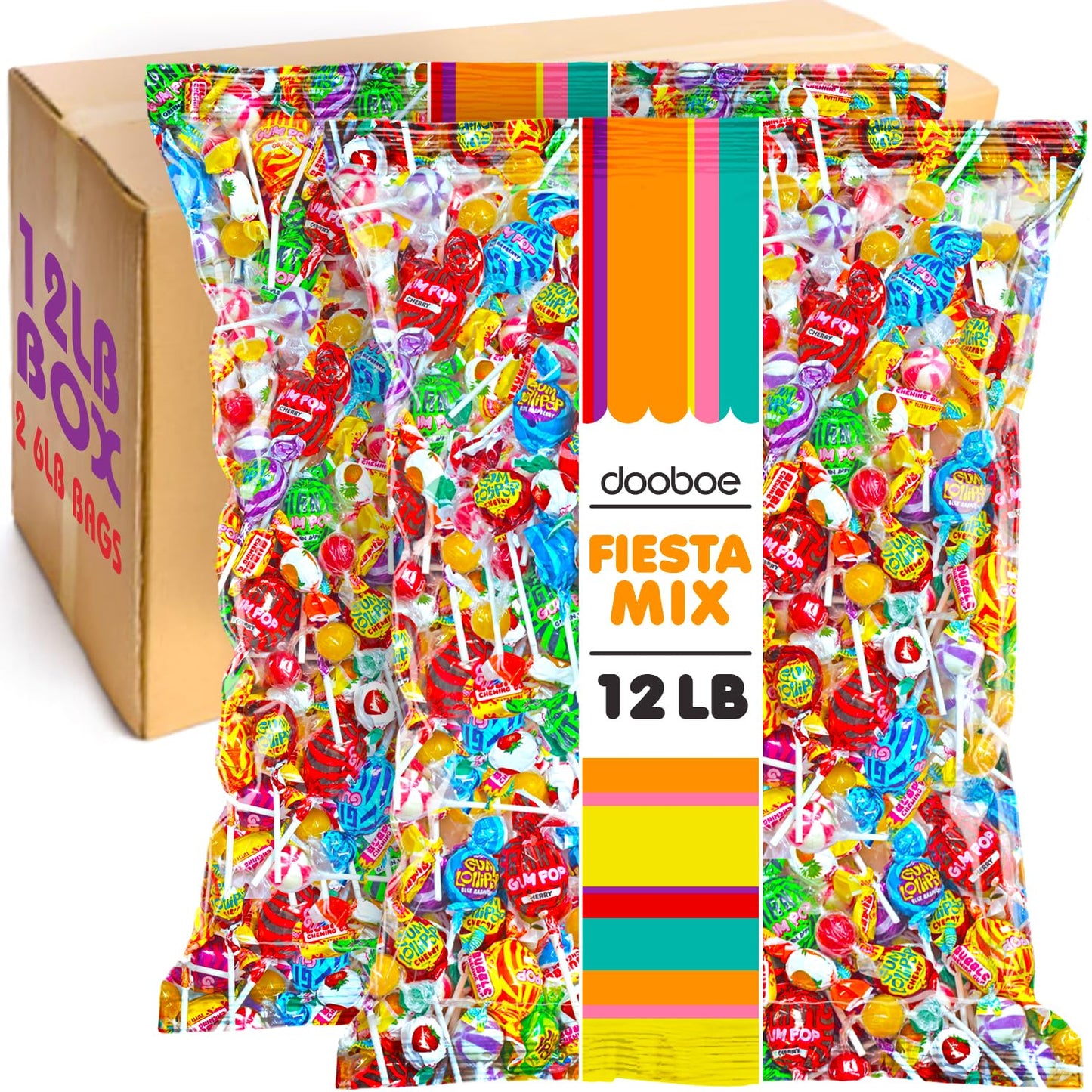 12lb Pinata Candy Mix - Assorted Lollipops, Taffy, Gum & Hard Candy - Individually Wrapped Bulk Party Candy for Birthdays, Cinco