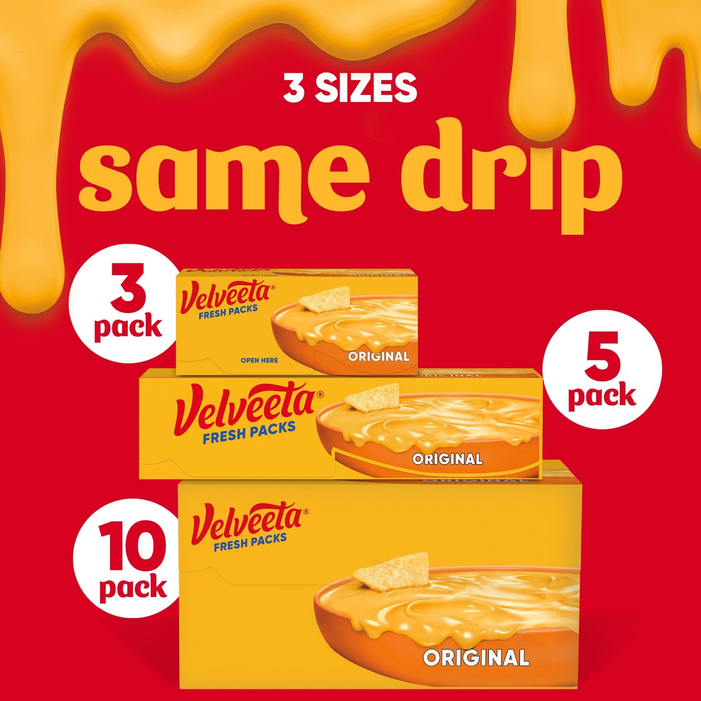 Velveeta Fresh Packs Original Pasteurized Recipe Cheese Product Blocks, 5 ct Pack