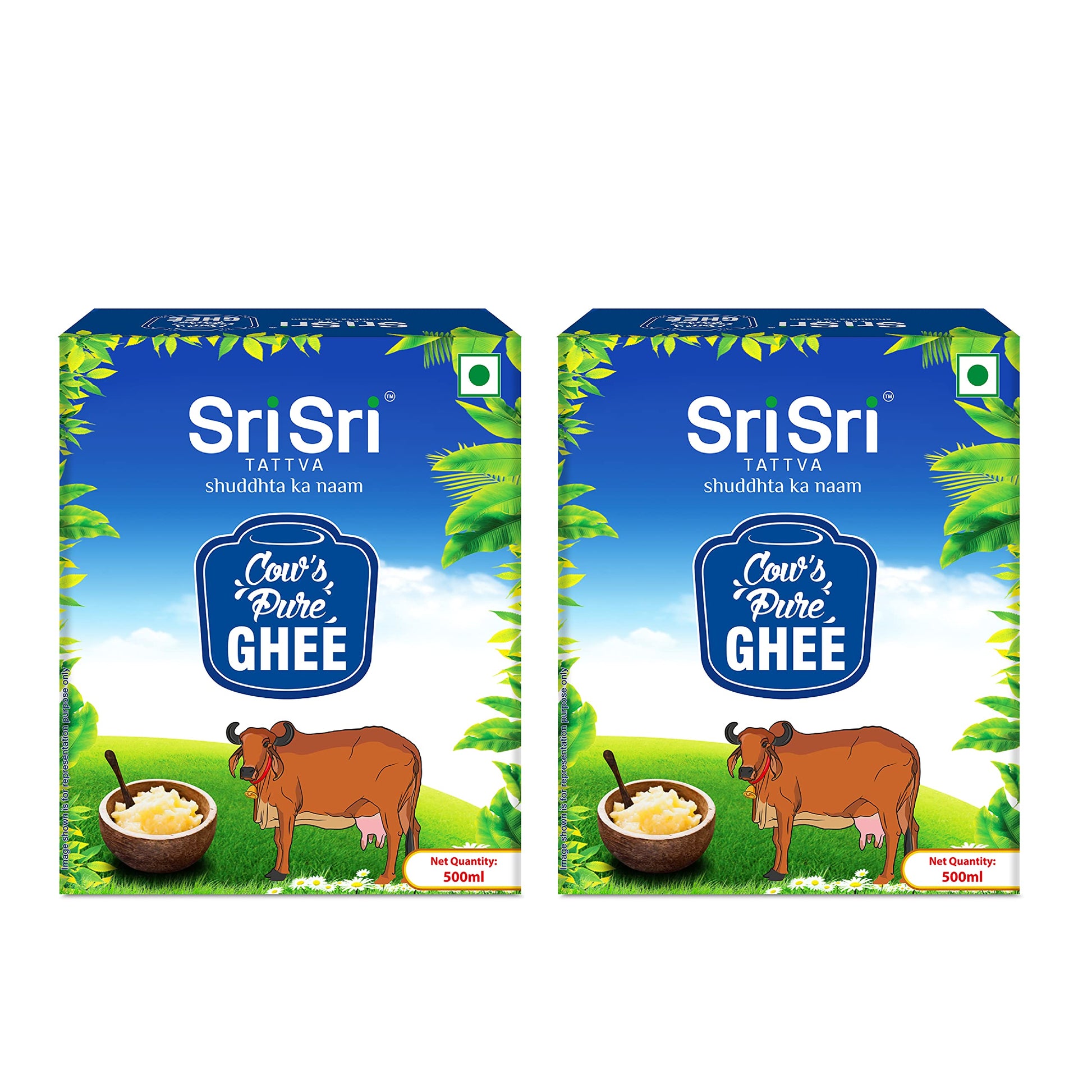 Sri Sri TATTVA shuddhta ka naam Cow Ghee - 500ml (Pack of 2) - Pure Cow Ghee for Better Digestion and Immunity