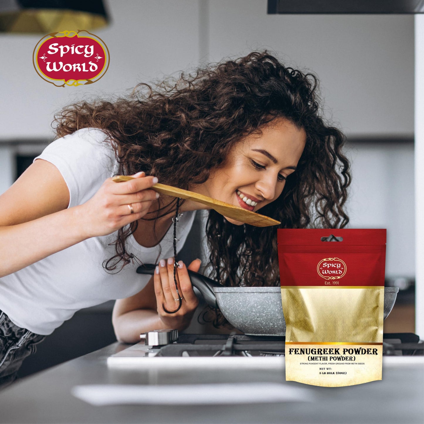 Spicy World Fenugreek Seed Powder 5 Pound Bulk Bag - Ground Methi Seeds, Natural Indian Spice