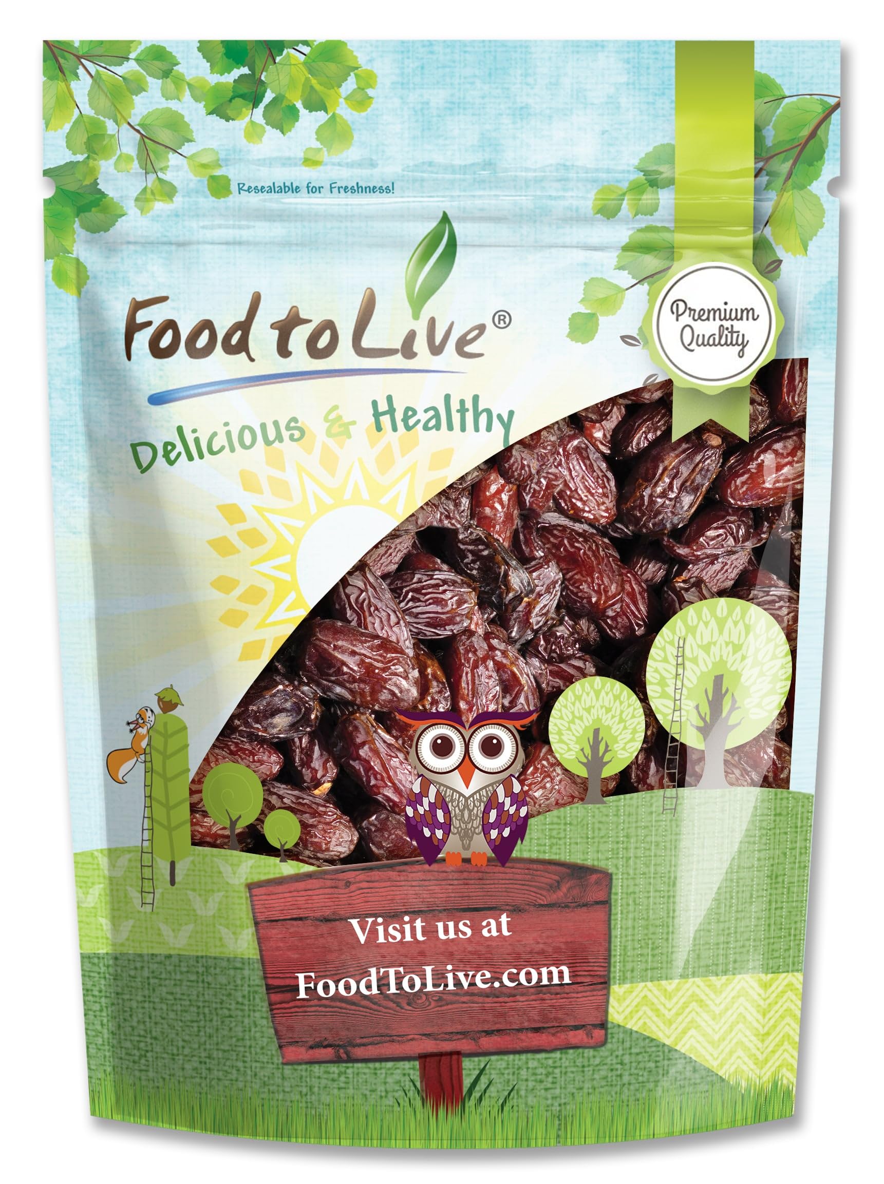 Food to Live California Medjool Dates, 5 Pounds - Soft & Juicy Nature's Candy. Unsweetened, Unsulphured Dates with Pits. Vegan, 