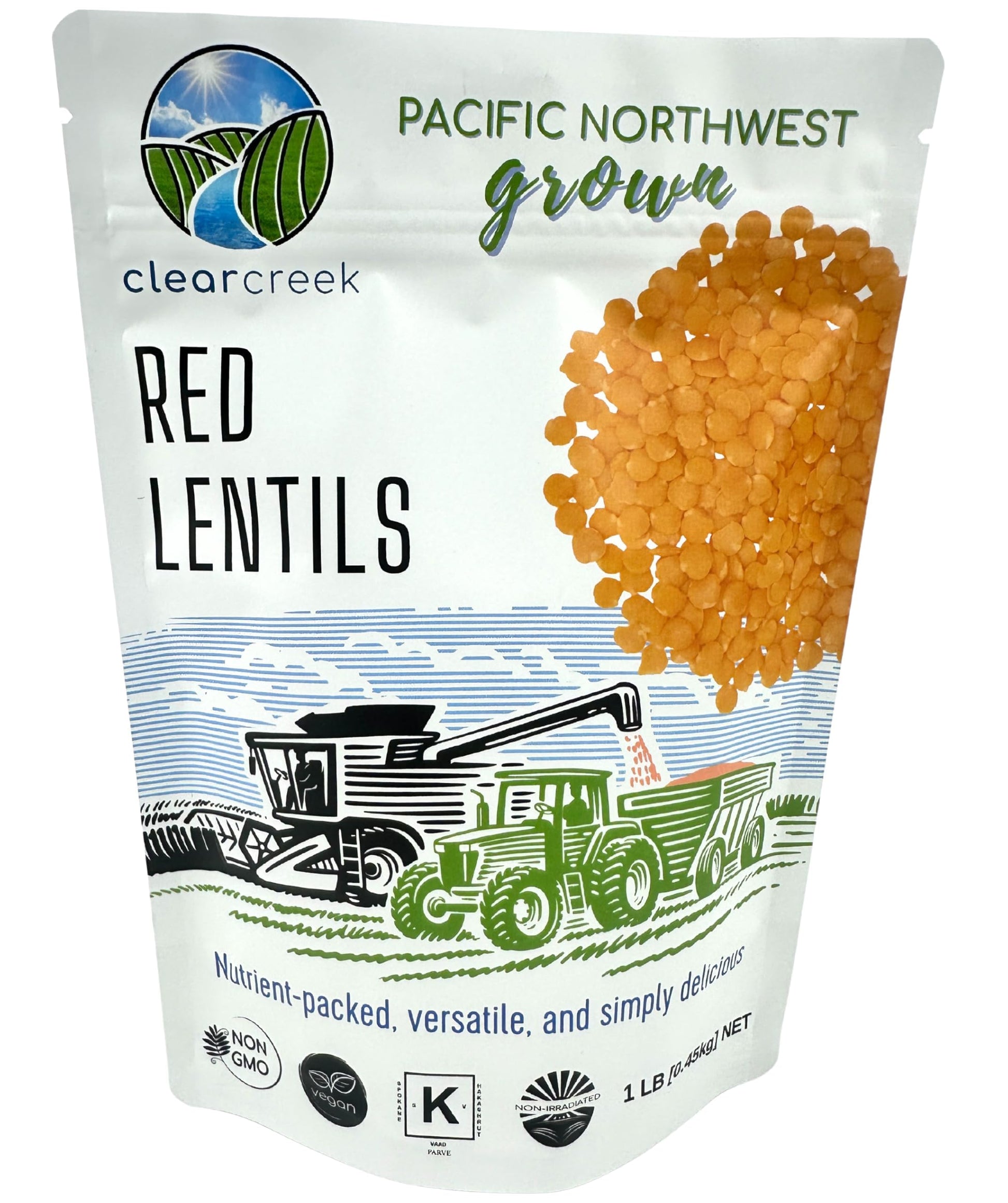 Certified Glyphosate Residue Free Red Lentils | 1 LB | Non-GMO | Kosher | Vegan
