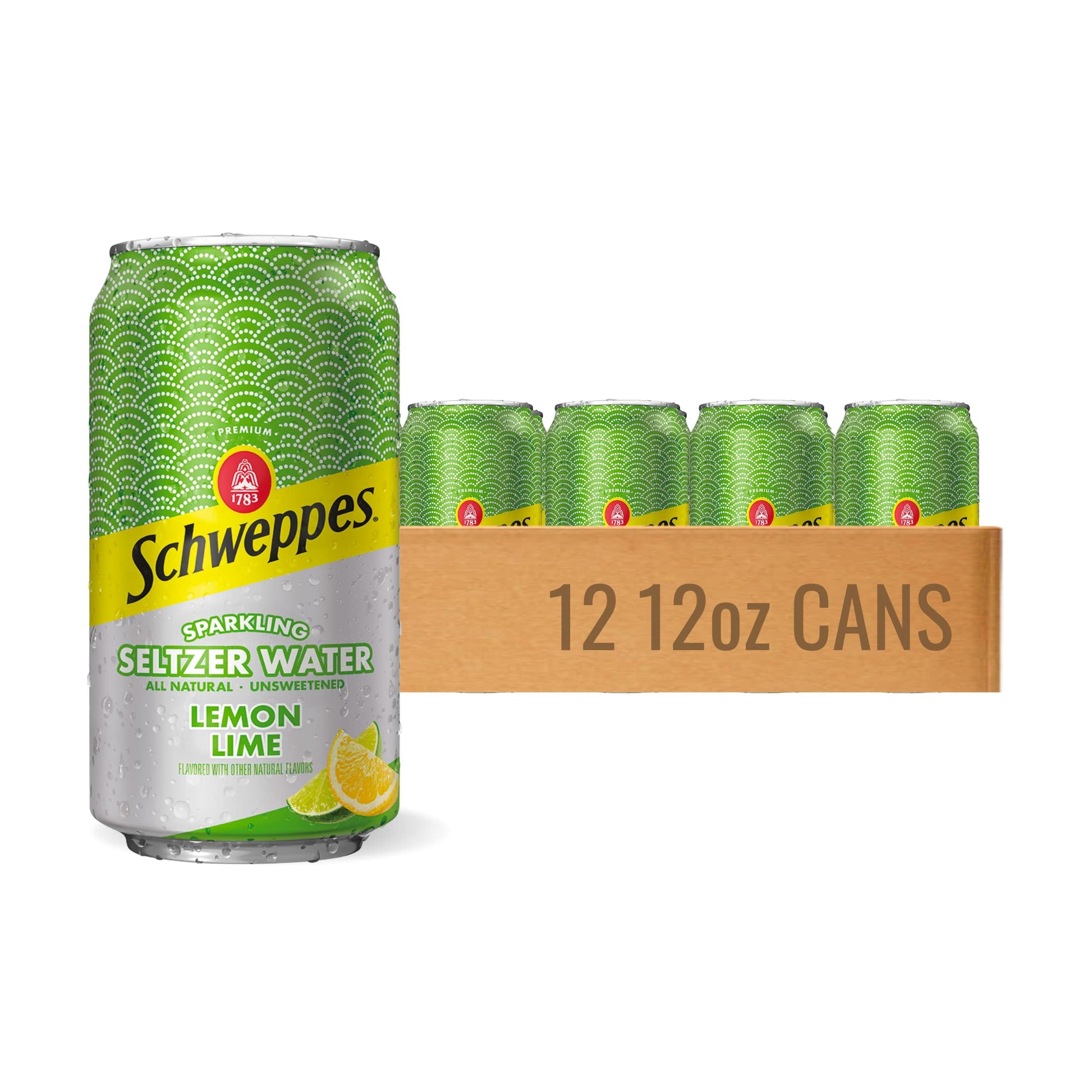 Schweppes Lemon Lime Sparkling Seltzer Water - 12, 12oz cans - Refreshing and Crisp Lemon Lime Flavor - Perfect Alone or Mixed -