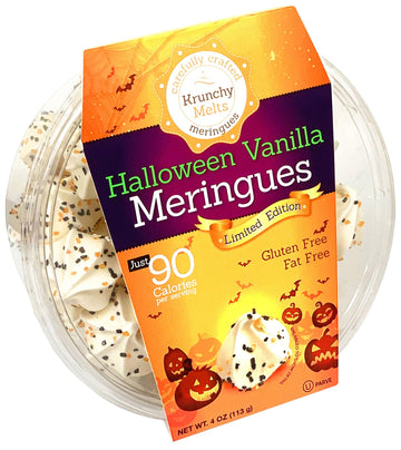 Krunchy Melts Original Meringue Cookies | Halloween Vanilla Flavor | Only 90 Calories Per Serving | Fat Free, Gluten Free, Dairy