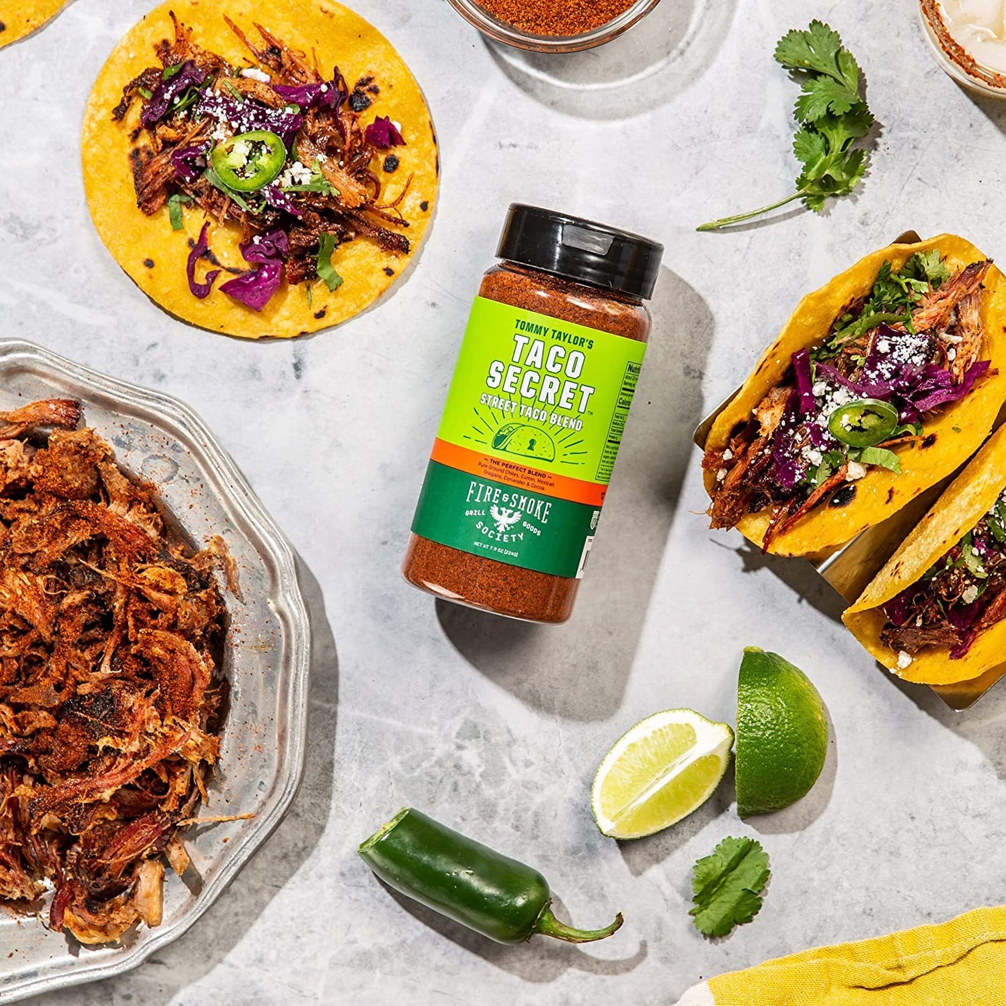 Fire & Smoke Society Taco Secret Taco Seasoning Mix | XL Bottles | Fajita Seasoning Mix, Carnitas, Meat, Mexican Spice Blend | M