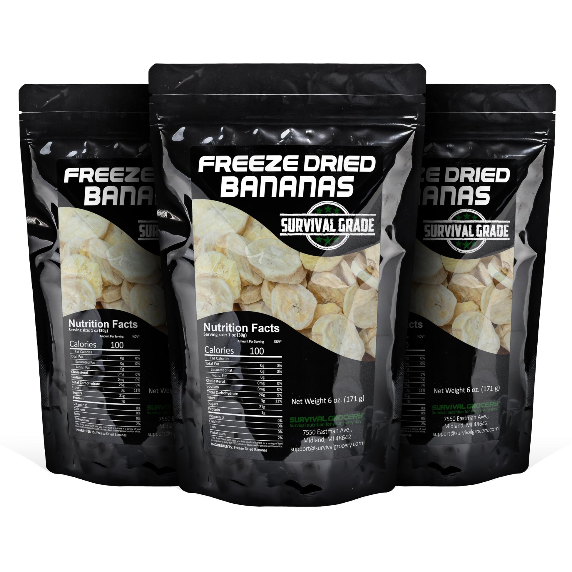 Survival Grocery - Freeze Dried Bananas (18 Oz./3 Bags)