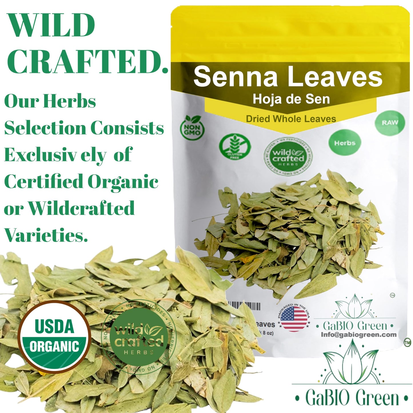 Natural Senna Leaves Hoja Sen Dried Herbal Leaves, Senna Raw Leaf, Hoja Sen Cut & Sifted Herbs, Non-Gmo, Gluten-Free, Senna Alex