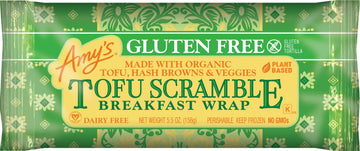 Amys Frozen Meals, Vegan Tofu Scramble Breakfast Wrap, Made With Organic Tofu, Hash Browns and Veggies, Gluten Free Microwave M