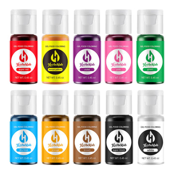 Gel Food Coloring - 10 Colors x 0.45 oz Concentrated Gel Based Food Dye Vibrant Icing Colors Professional-Grade Neon Food Color 
