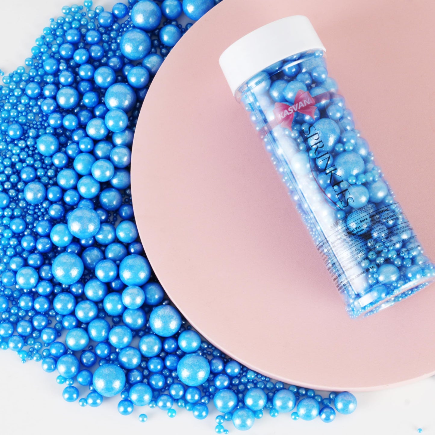 Kasvan Royal Blue Pearl Sugar Sprinkles - Edible Candy Pearls 130G/4.58 Oz, Mix Size, Baking Cake Decorations, Ice Cream Topping