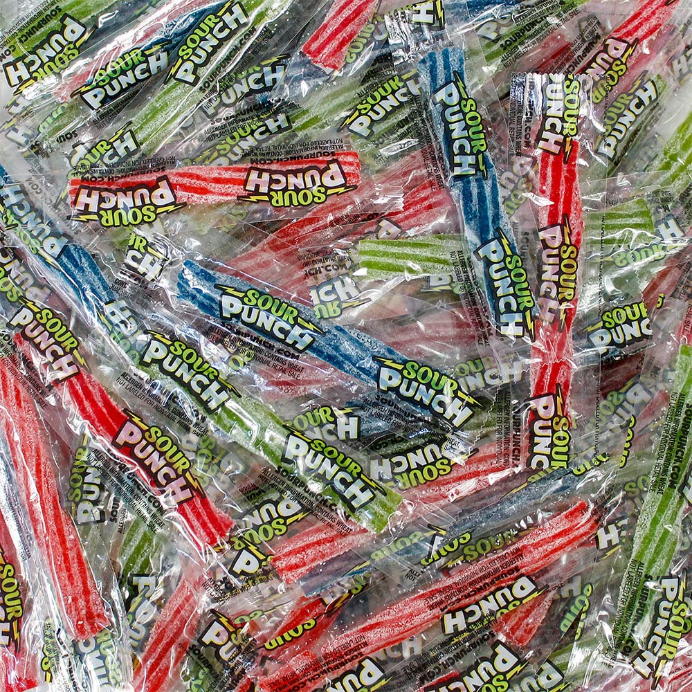 V RIVER FINN Sour Punch Twists Candy, 3 Lbs, Blue Raspberry, Cherry, Strawberry & Apple, Individually Wrapped, Great for Gifts