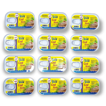 Foie Gras of the Sea Icelandic Wild-Caught Cod Liver (Foie de Morue) in Own Oil, 4.3 oz (Pack of 12) - Natural Source of Omega-3