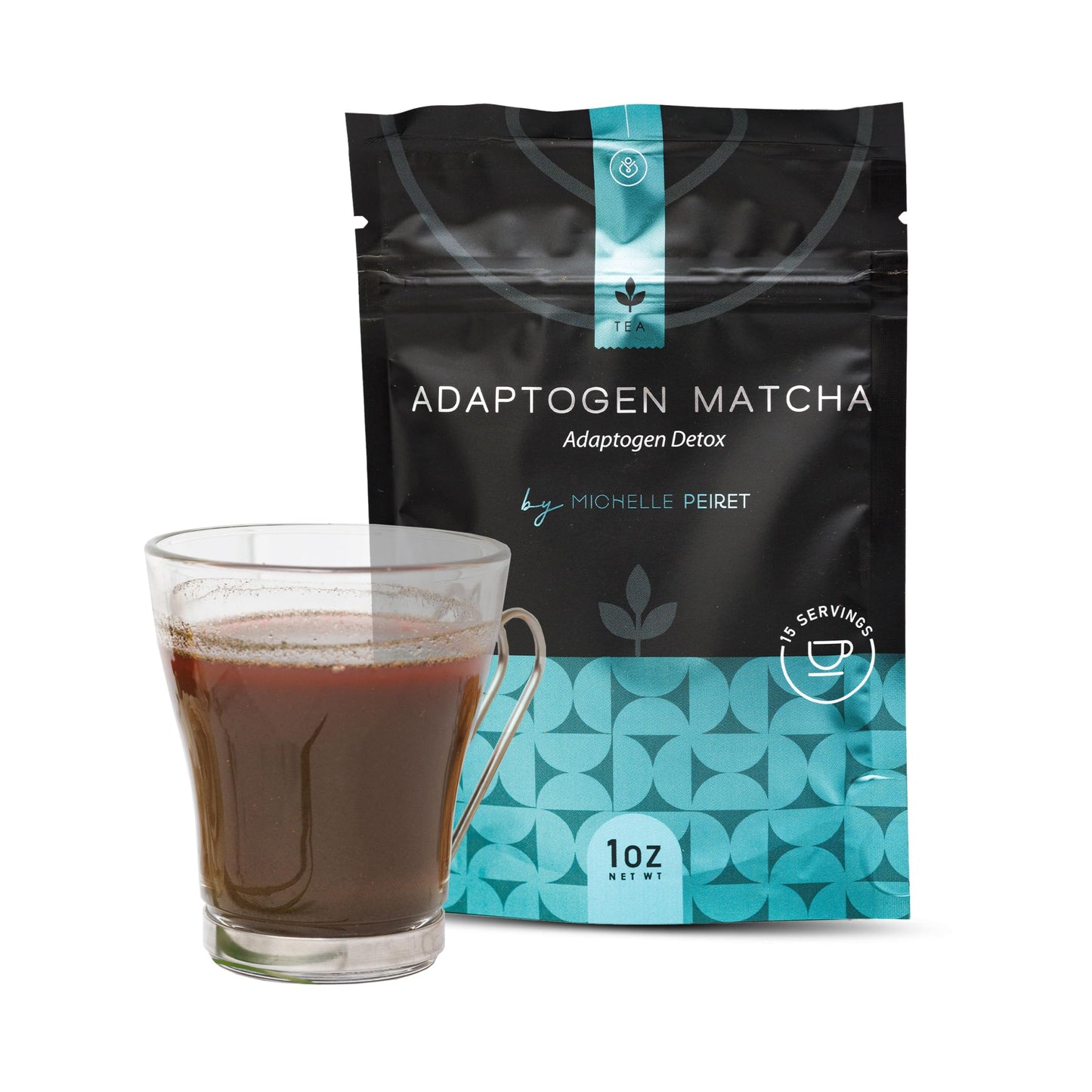 Michelle Peiret Adaptogen Ceremonial Grade Matcha Tea with Ashwagandha & Ginger Root, Perfect Coffee Substitute, Premium Blend, 