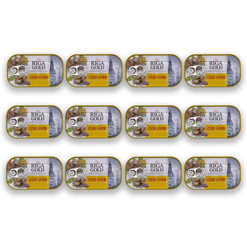 Riga Gold Cod Liver In Own Oil 4.27Oz/ 121G From Iceland (Pack 12)