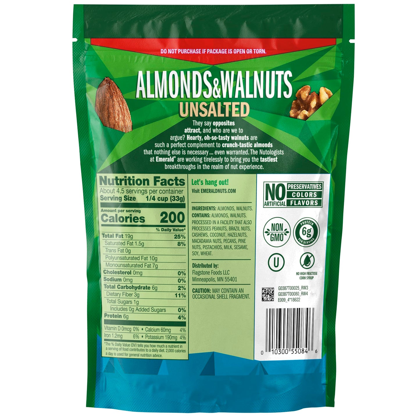 Emerald Nuts, Almonds & Walnuts Natural, 5 Oz (Pack Of 4)