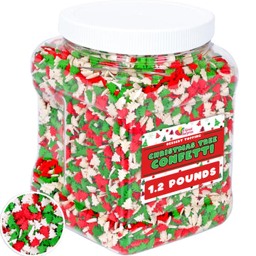 Christmas Confetti Sprinkles - Bulk Holiday Sprinkles - 1.2 Lbs - Red, White & Green Jimmies - For Seasonal Gingerbread Cakes Cupcakes Cookies Decorating - Bulk Toppings