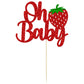 1 Pack Sweet Oh Baby Cake Topper Glitter Oh Baby Strawberry Cake Pick Fruit Berry Cake Decoration For Summer Strawberry Baby Sho